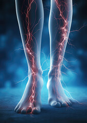 human legs with varicose veins, diseased vessels, phlebology, pathology, surgery, medicine, anatomy, lower limbs, diagnosis, treatment, disease, feet