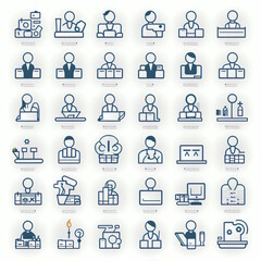 Fototapeta premium Business Management Home Resources of Team Building, Work Group and Human Resources Outline Icon.