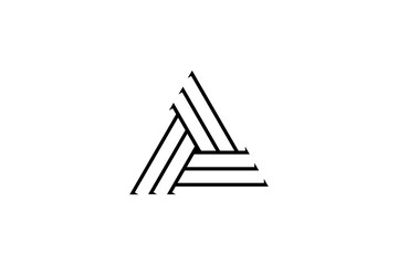 Pyramid triangle logo design with line art style