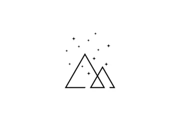 Foto op Plexiglas Mountain linear logo design decorated with stars © FendyTerisno