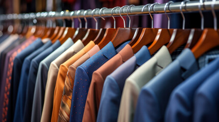 Fototapeta premium Big wardrobe with different clothes for dressing room