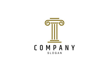 Greek pillar column logo with luxury line art design style