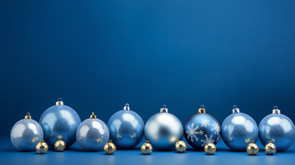 Christmas balls on blue background