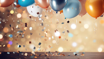 Beautiful Festive Background with Multicolored Balloons