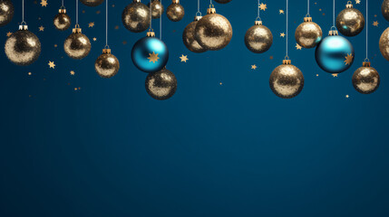 Fototapeta na wymiar Christmas balls on blue background