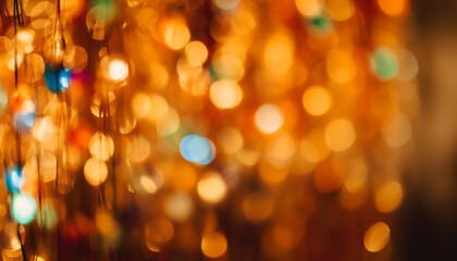 A brightly lit celebration with multi colored Christmas lights illuminating decorations generated by AI