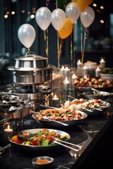 Fototapeta na wymiar celebrate your birthday party with buffet food in the restaurant