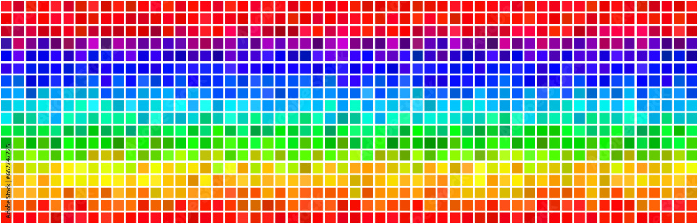 Poster horizontal seamless mosaic pixel rainbow abstract vivid backgraund. multicolor gradient with ditheri