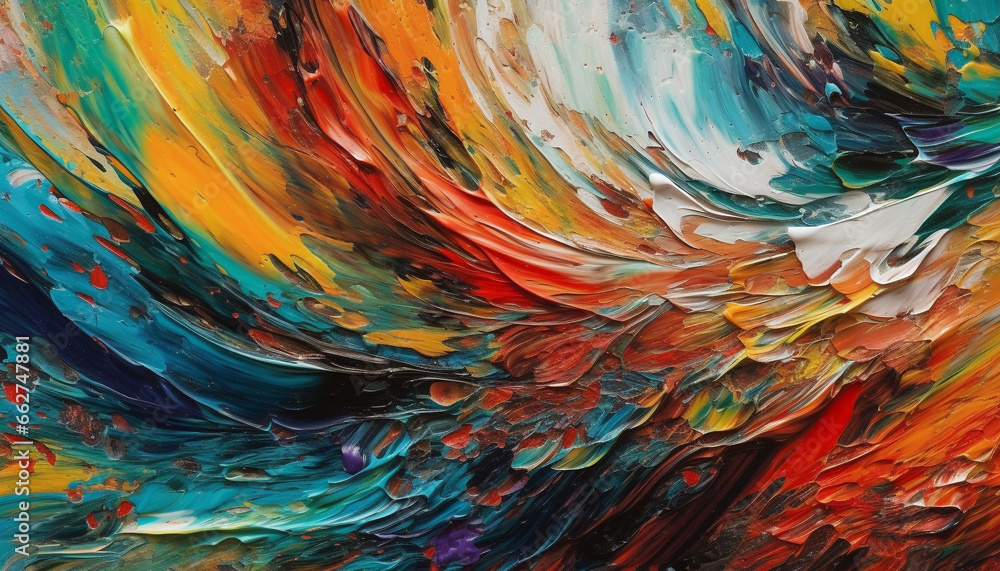 Poster vibrant colors and abstract shapes create a futuristic painted image generated by ai