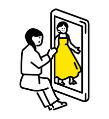 Illustration of viewing photos of clothes on a smartphone