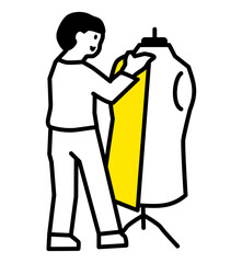 Illustration of a person applying cloth to a torso