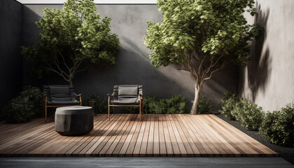 elegant house patio with chairs and plants generated by AI - obrazy, fototapety, plakaty