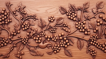 Delicately Carved Cherry Wood Background with Spiral and Whorl Patterns