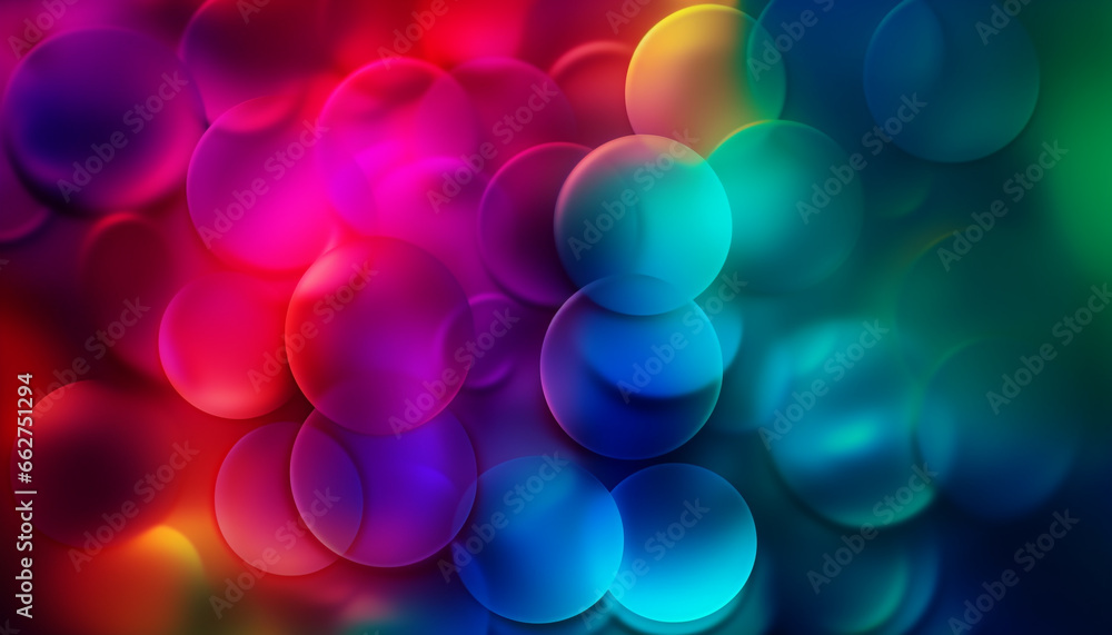 Poster vibrant colors illuminate abstract circle in multi colored backdrop generated by ai