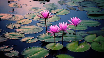 nénuphars en fleurs dans un étang