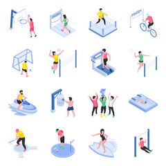 Fototapeta na wymiar Pack of Sports Activities Flat Illustrations