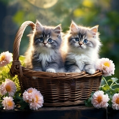 kitten in basket