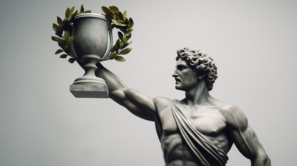 Statue of a Victorious Man with Trophy and Laurel Wreath