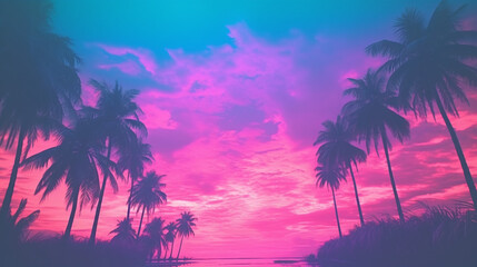 Vintage Vibes and Synthwave Colors With Palm Trees