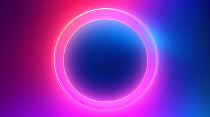 Abstract neon circle design with pink and blue radial light