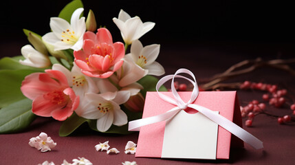 A Beautiful Pink Gift with Flowers for Mother's Day