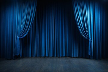 blue Stage Curtain - obrazy, fototapety, plakaty