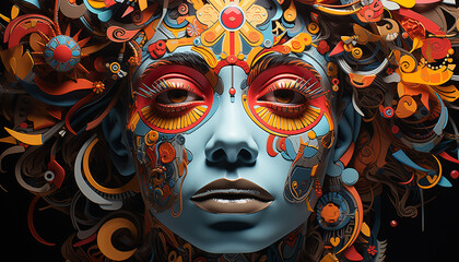 Naklejka premium Beautiful women in ornate Hindu fashion celebrate indigenous culture with elegance generated by AI