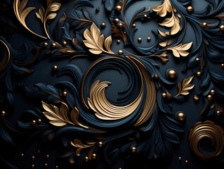 golden black floral background pattern