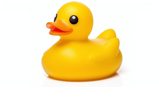 Yellow Rubber Duck Toy on White Surface