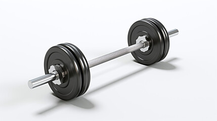Close up of a barbell on a white surface  - obrazy, fototapety, plakaty