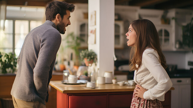 Woman and Man Arguing in The Kitchen