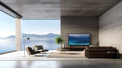 Fototapeta na wymiar Concrete interior space Modern living room