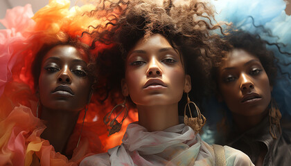 Obraz premium Beautiful women of different ethnicities exude confidence and elegance generated by AI