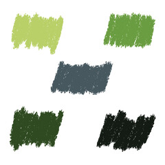 Set of different paint brush strokes in trend colors with grunge texture. Artistic design elements isolated on white background. vector illustration