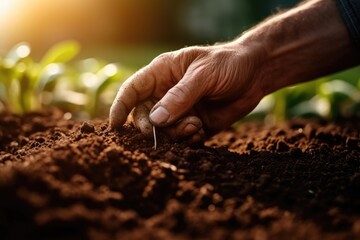 hands planting a seed - obrazy, fototapety, plakaty