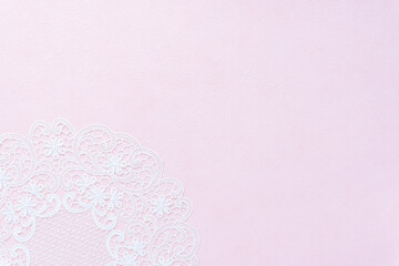 ピンクに白いレースの背景 - obrazy, fototapety, plakaty