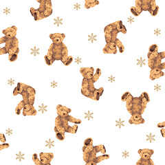 Continuous seamless pattern of cute bear illustrations,,