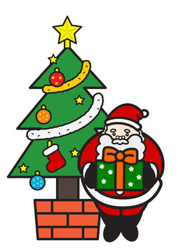 クリスマスツリーとサンタクロース