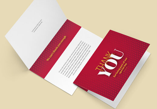 Thank You Card Layout with Red Accents