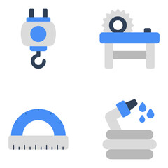 Set of Technical Tools Flat Icons

