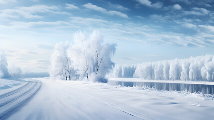 landscape with snow covered trees wallpaper