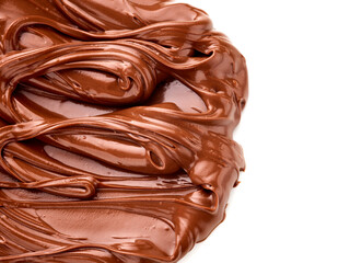 Chocolate melted cream paste isolated on white background