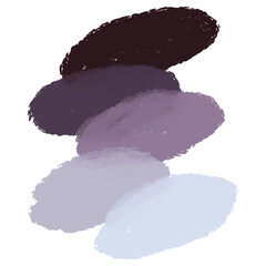 Set of different paint brush strokes in trend colors with grunge texture. Artistic design elements isolated on white background. vector illustration