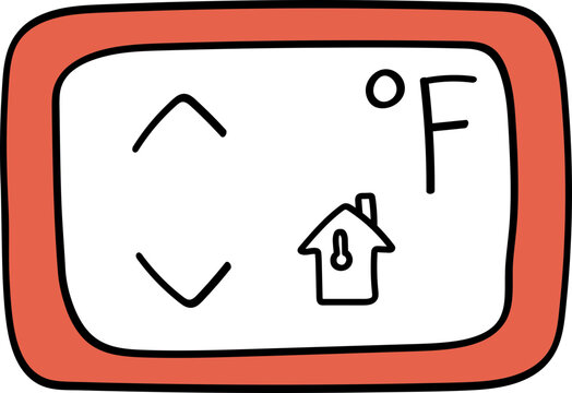recommend clip art: Thermostat F Fahrenheit hand drawn vector icon isolated on transparent background. Home heating temperature control concept
