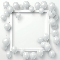 Fototapeta na wymiar Shiny Smoke Balloon Frame of Invitation Card Design Template with White Background.