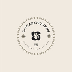 Vintage Boho Flower logo template illustration for branding