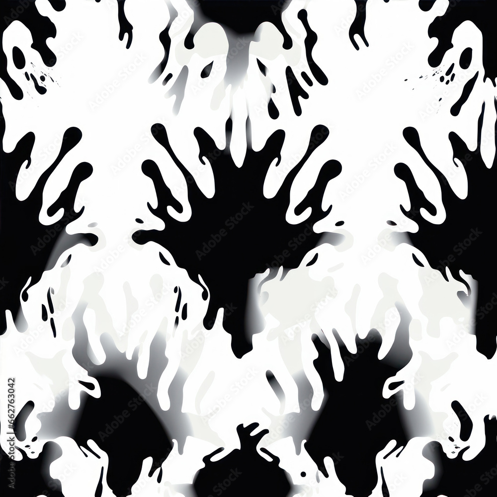 Poster ink blot patterns abstract seamless pattern with spots and splashes in black and white colors