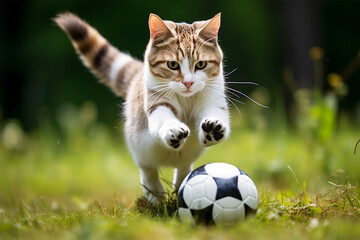 cat playing football