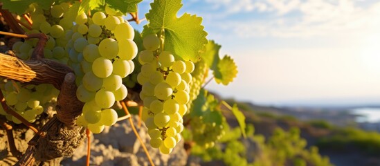Assyrtiko native grape on Santorini Island Greece With copyspace for text © The 2R Artificiality