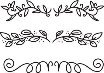 Hand drawn ornament divider collection, hand drawn clipart, borders clipart design element, doodle dividers, hand drawn line borders, leaf design, vintage ornaments, decorament element